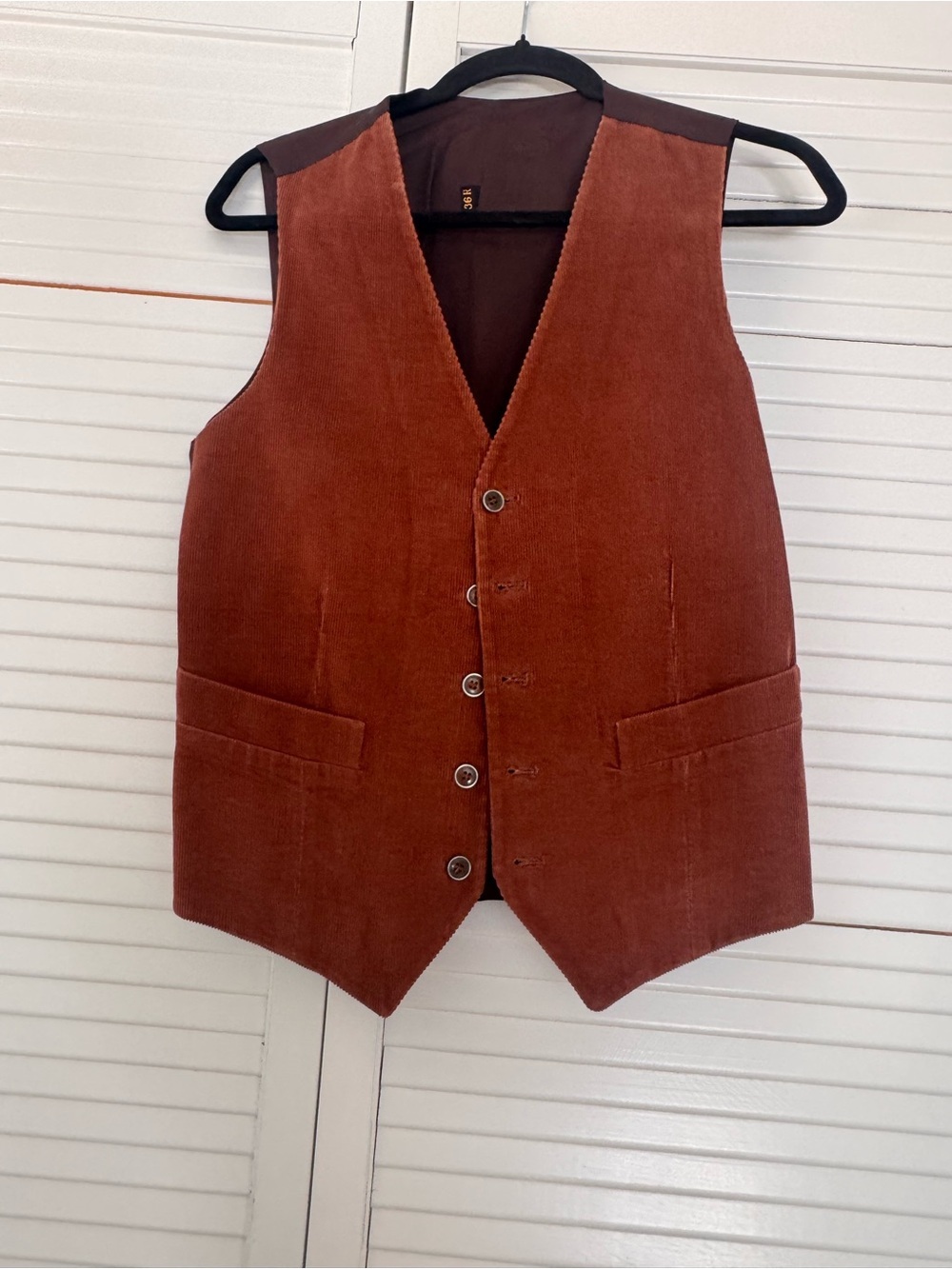 Vintage Men's Rust Corduroy Waistcoat Vest - Classic Tailored Style 0128